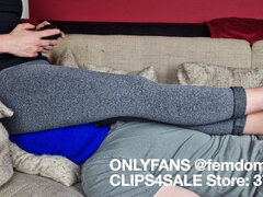 Face Sitting and Ballbusting in Leggings and Cute Socks, German Amateur Couple