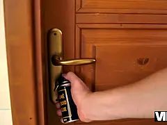 Maya Labela gets sneaky with her stepdad in a locked bathroom and gets banged by him