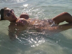 Posing In White Bikini On Beach - Monika Fox