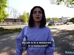 Watch this Italian hottie get pounded hard in public by a hot public agent