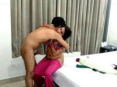Innocent first time for cute Indian girl with husband recording the action