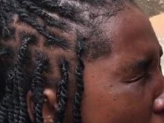 Afrykański, Amatorka, Czarny, Obciąganie, Para, Domowej roboty