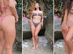 Sexy Bikini Fitting and Changing on the Beach