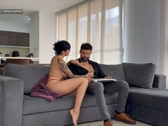 18 ans, Grosse bite, Sucer une bite, Papa, Fille latino, Chatte, Tatouage, Adolescente