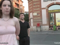 Pallid Brit sub public abased (Sandra Romain, James Deen, Crystal Sparx, Tormentor James)