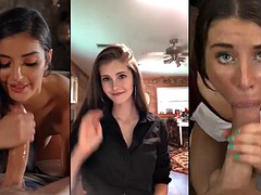 Blonde, Sucer une bite, Brunette brune, Compilation, Tir de sperme, Pov, Chevaucher