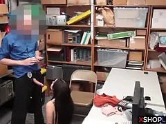 Cul, Coulisses, Sucer une bite, Brunette brune, Domination, Hd, Bureau, Se déshabiller