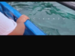 아시안, 해변, 큰 엉덩이, 큰 가슴, 크림파이, 여자, 오르가슴, 공개적인