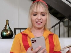 Κώλος, Ξανθιά, Προφυλακτικό, Σε στάση σκύλου στα τέσσερα, Στο πρόσωπο, Κουζίνα, Φυσικά βυζιά, Πρώτου προσώπου