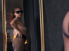 549 Custom Video. Seamless Pantyhose Fitting with Posing, Exercises and Masturbation!