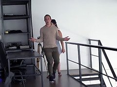 Montse Swinger licking and slurping her bosses cock with her hungry mouth