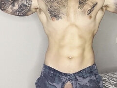 Amatör, Armé, Sperma shot, Onani, Solo, Tatuering