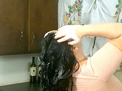 very long hair sink wash