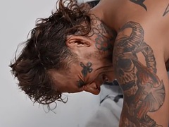 Tattooed athlete fucked bareback by the doctor after the checkup
