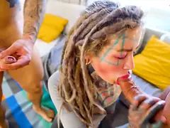 Double Anal Slut - Gangbang with Tattoo Girl Anuskatzz ends with big Facial - ATM, DAP, DP