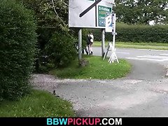 Curly BBW jumps on stranger's cock