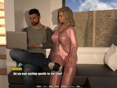 Tredimensionell, Amerikansk, Stor stjärt, Cougar, Game, Mogen, Milf