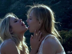 Scarlet Red and Jillian Janson pinch each others nipples to get wet