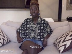 Tall black amateur beauty fucked by huge cock fake agent at AfricanCasting