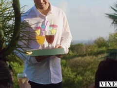 Kont, Gezichtzitten, 1 man 2 vrouwen, Masturbatie, Buiten, Kut duiken, Roodharige vrouw, Rijden