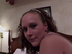 Brown-haired chick with huge ass takes a hard girthy dick in her tight ass