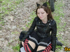 Bukkake, Sperma shot, Ansiktsbehandling, Utomhus, Offentlig, Mager