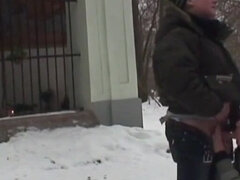 Old man bangs busty babe Samantha Jolie outdoors