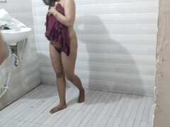 Young Bhabi Was Taking Bath When Suddenly the Brother-in-law Secretly Left Her in the Bathroom.