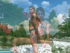 Kont, Badpak, Bruinharig, Hongaars, Natuurlijke tieten, Buiten, Tatoeage, Tieten likken