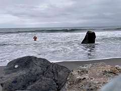 Nude secluded beach swimming in the ocean naked and me