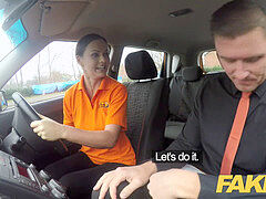 fake Driving school Backseat blowjobs and deep internal cumshot for super sexy minx