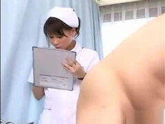 Japan nurses examine patients anus while pumping cock