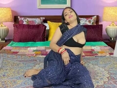 Desi Indian Bhabhi Archita Phukan in Blue Saree - Hot Teen Girl Fuck with Intense Orgasm