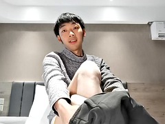 Chinoise, Tir de sperme, Mignonne, Homosexuelle, Masturbation, De plein air, Solo, Webcam