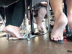 Asiatique, Chinoise, Pieds, Public, Voyeur