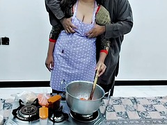 Pakistani village wife fucked in kitchen while cooking with clear hindi audio