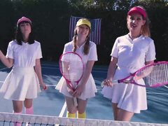 Cleo Clementine, Daisy Stone and Daphne Dare orgy on the tennis court