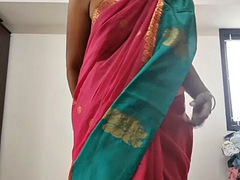 Swetha Desi tamil wife saree strip show