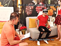 DADDY4K. Stud with VR glasses doesnt notice girlfriend having sex with her stepdad