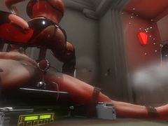 3D SFM VR Huge boobs latex mistress electro stim, cum