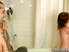 Steamy shower sex, blowjob, and role-playing fun with natural tits step-sister Alyssa Hart and step-brother!
