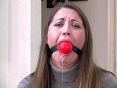 Ballgagged and spitting