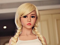 Doggystyle Petite Sex Dolls with small tits to cum on