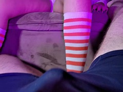 Knee Socks footjob cum through underwear TRAILER