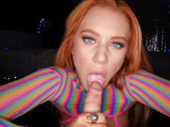 Redhead beauty Madison Morgan with fake tits has sex POV