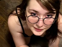 Sexy nerdy teen sucks and gets facial I find her in the affairs. one