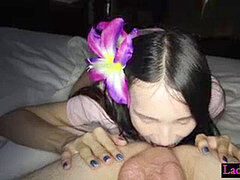 cute lil' ladyboy shemale swallowed a strangers big shaft