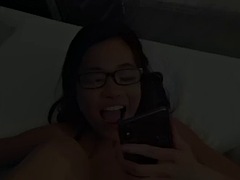 Petite Asian with glasses picked up and paid for sex in POV