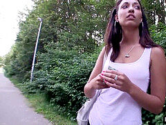 wonderful Czech black-haired inexperienced has public sex