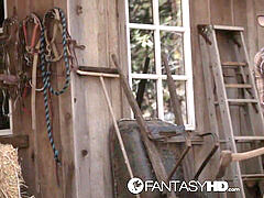 HD FantasyHD - Cowgirl Dani Daniels rides fuckpole at the farm